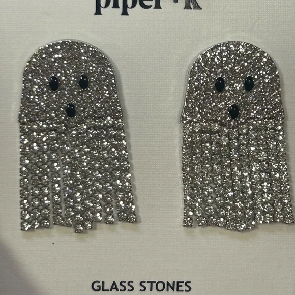 Piper K sparkly Rhinestone Ghost earrings - Picture 3 of 8